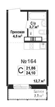 1-к квартира, вторичка, 22м2, 14/17 этаж