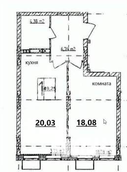 1-к квартира, вторичка, 48м2, 21/21 этаж