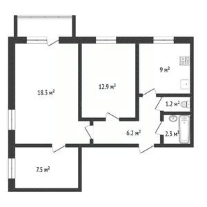 3-к квартира, вторичка, 58м2, 5/9 этаж