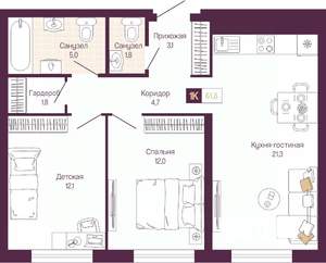 2-к квартира, вторичка, 62м2, 9/11 этаж