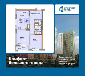 2-к квартира, вторичка, 58м2, 20/25 этаж