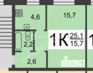 1-к квартира, вторичка, 25м2, 2/3 этаж