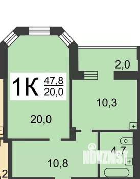 1-к квартира, вторичка, 48м2, 13/17 этаж