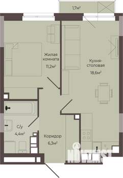 1-к квартира, строящийся дом, 41м2, 6/8 этаж