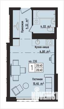 1-к квартира, вторичка, 28м2, 14/15 этаж