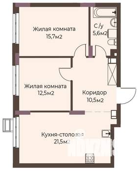 2-к квартира, вторичка, 66м2, 3/12 этаж