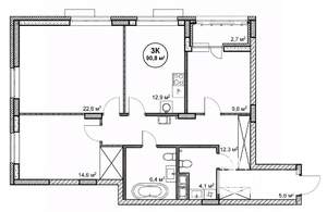 3-к квартира, вторичка, 91м2, 10/14 этаж