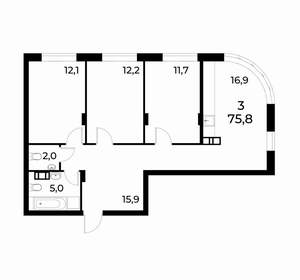 3-к квартира, вторичка, 75м2, 18/19 этаж