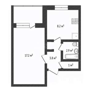 1-к квартира, вторичка, 34м2, 1/9 этаж