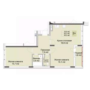 2-к квартира, вторичка, 65м2, 6/10 этаж