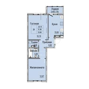 2-к квартира, вторичка, 54м2, 4/9 этаж