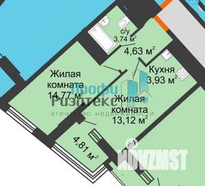 1-к квартира, вторичка, 42м2, 13/23 этаж