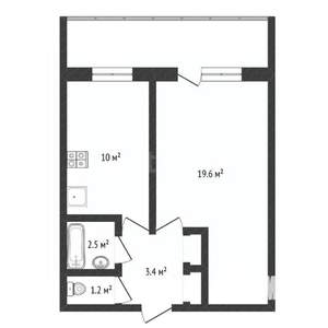 1-к квартира, вторичка, 38м2, 8/12 этаж