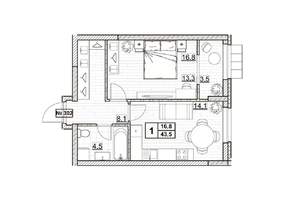 1-к квартира, вторичка, 44м2, 13/24 этаж