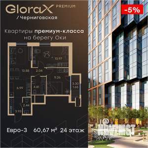 2-к квартира, вторичка, 61м2, 24/32 этаж