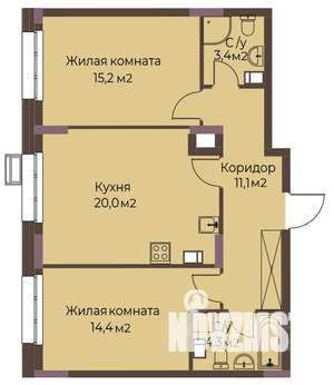 2-к квартира, вторичка, 68м2, 3/12 этаж