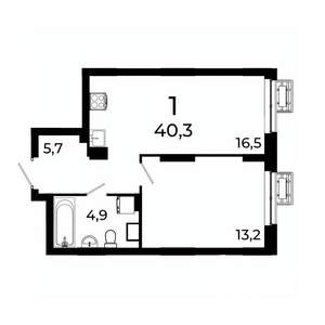 1-к квартира, вторичка, 40м2, 19/19 этаж