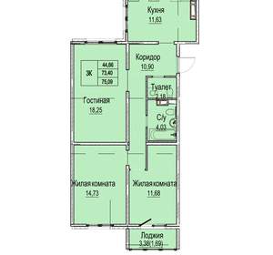 3-к квартира, вторичка, 75м2, 7/9 этаж