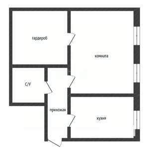 1-к квартира, вторичка, 35м2, 1/2 этаж