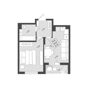 1-к квартира, вторичка, 36м2, 10/10 этаж