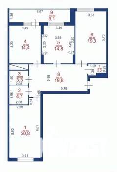 3-к квартира, строящийся дом, 108м2, 23/25 этаж