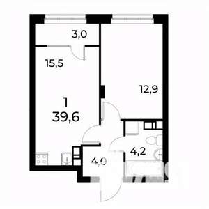 1-к квартира, сданный дом, 40м2, 8/8 этаж