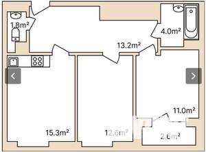 2-к квартира, строящийся дом, 59м2, 4/5 этаж