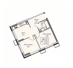 2-к квартира, строящийся дом, 49м2, 24/25 этаж