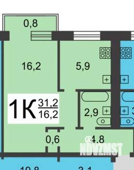 1-к квартира, вторичка, 31м2, 4/5 этаж