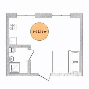 Студия квартира, вторичка, 21м2, 1/5 этаж