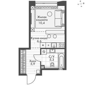 Студия квартира, вторичка, 28м2, 12/20 этаж