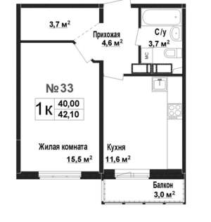 1-к квартира, вторичка, 40м2, 3/17 этаж