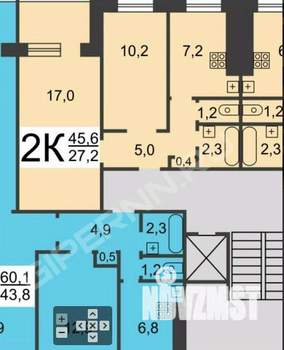 2-к квартира, вторичка, 45м2, 7/9 этаж