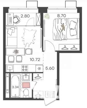 1-к квартира, вторичка, 31м2, 8/20 этаж