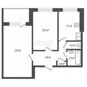 2-к квартира, вторичка, 43м2, 9/9 этаж