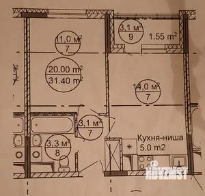 1-к квартира, вторичка, 35м2, 3/5 этаж