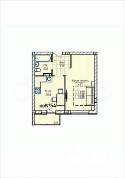 1-к квартира, строящийся дом, 35м2, 4/4 этаж
