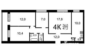 4-к квартира, вторичка, 72м2, 7/12 этаж