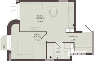 1-к квартира, вторичка, 42м2, 3/8 этаж