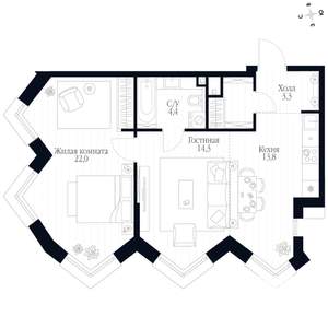 2-к квартира, вторичка, 60м2, 18/20 этаж
