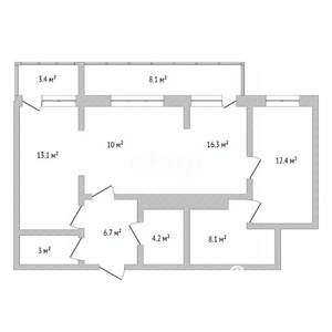 3-к квартира, вторичка, 74м2, 24/24 этаж