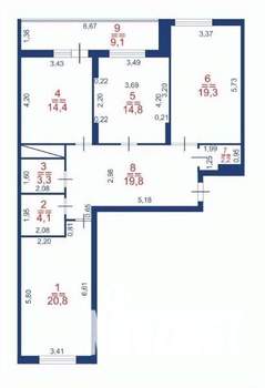 3-к квартира, строящийся дом, 108м2, 14/25 этаж