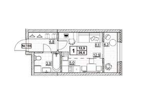 Студия квартира, вторичка, 27м2, 23/24 этаж