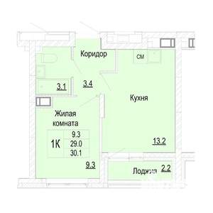1-к квартира, вторичка, 30м2, 13/25 этаж