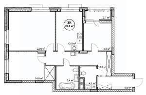 3-к квартира, вторичка, 91м2, 9/14 этаж