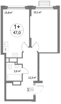1-к квартира, вторичка, 47м2, 19/22 этаж