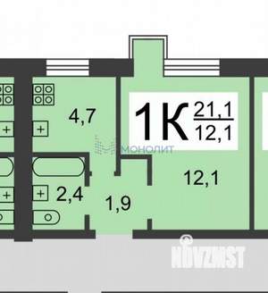 1-к квартира, вторичка, 21м2, 8/9 этаж