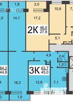 3-к квартира, вторичка, 63м2, 6/9 этаж