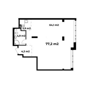 1-к квартира, вторичка, 76м2, 6/6 этаж