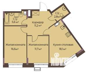 2-к квартира, вторичка, 66м2, 4/12 этаж